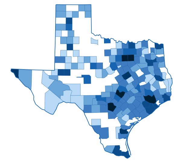 Texas mutual giving map