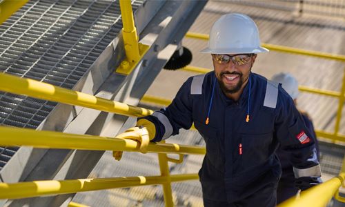 Petrochemical employee working at a propylene glycol plant